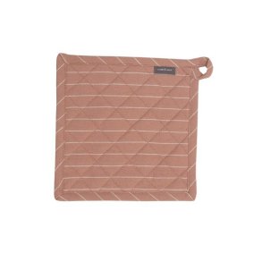 Grydelapper - st med 2 stk. - nlestriber terrakotta