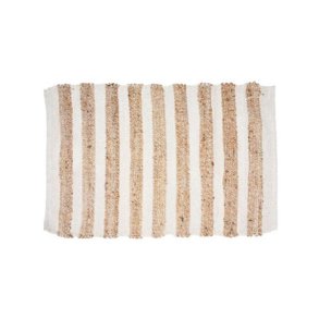 Gulvtppe jute stribet - hvid