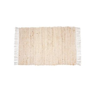 Gulvtppe jute zigzag - hvid