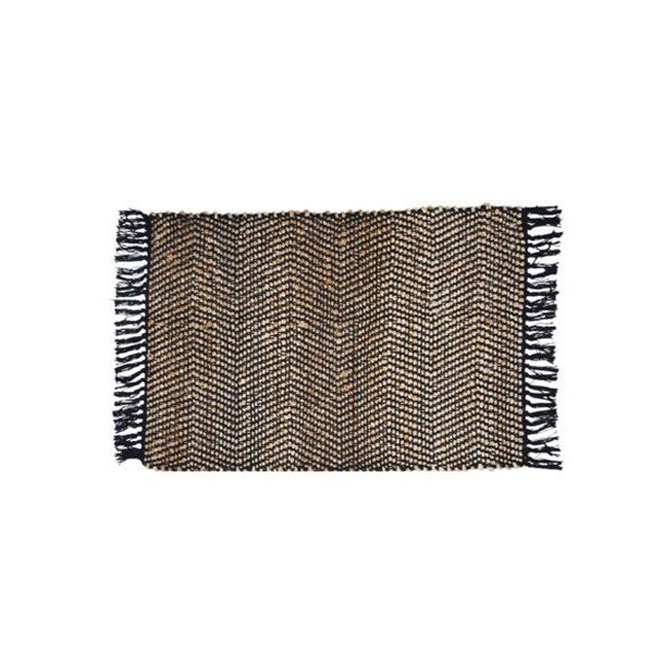 Gulvtppe jute zigzag - sort