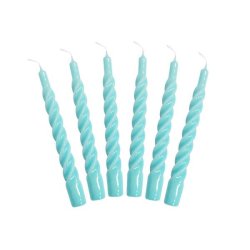 Lakeret swirl stearinlys - lysebl - 6 stk. 
