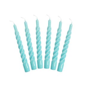 Lakeret swirl stearinlys - lysebl - 6 stk. 