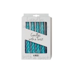 Lakeret swirl stearinlys - lysebl - 6 stk. 