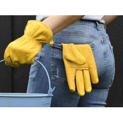 Havehandsker i lder - gul