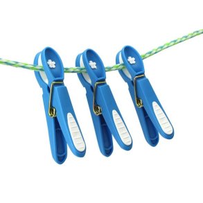 Tjklemme - Klar bl med hvid blomst