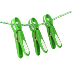 Tjklemme - Klar grn med hvid blomst