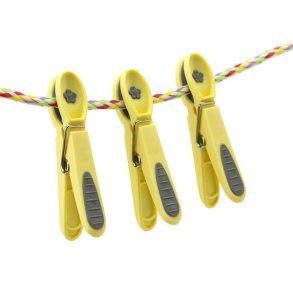 Tjklemme - Pastel gul med gr blomst