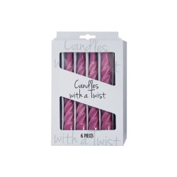 Lakeret swirl stearinlys - hot pink - 6 stk. 