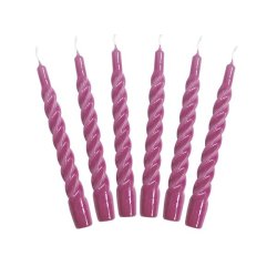 Lakeret swirl stearinlys - hot pink - 6 stk. 