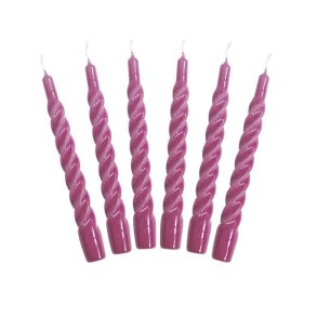 Lakeret swirl stearinlys - hot pink - 6 stk. 