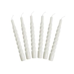 Lakeret swirl stearinlys - mlkehvid - 6 stk. 