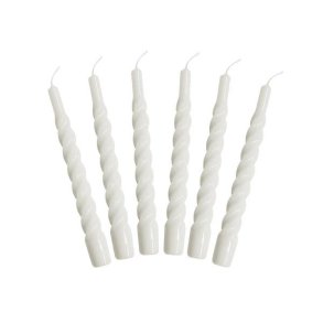 Lakeret swirl stearinlys - mlkehvid - 6 stk. 