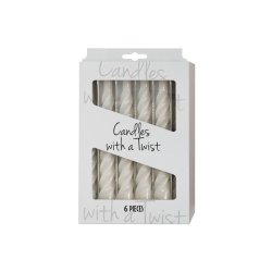 Lakeret swirl stearinlys - mlkehvid - 6 stk. 