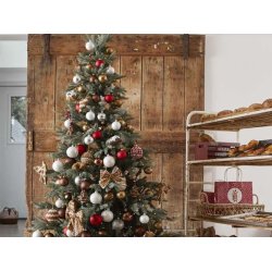 Glaskugle rd med hvid blomst