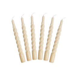 Lakeret swirl stearinlys - nude - 6 stk. 