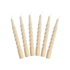 Lakeret swirl stearinlys - nude - 6 stk. 