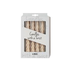 Lakeret swirl stearinlys - nude - 6 stk. 