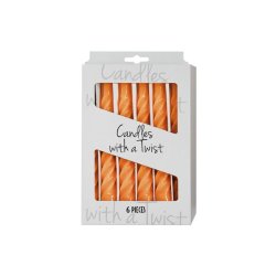 Lakeret swirl stearinlys - orange - 6 stk. 