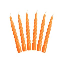 Lakeret swirl stearinlys - orange - 6 stk. 