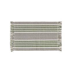 Gulvt�ppe stribet gr�n/gr� - 60x90cm.