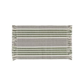 Gulvtppe stribet grn/gr - 60x90cm.