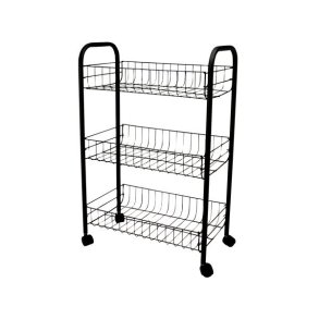 Rullereol med 3 hylder - sort