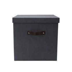 Arkivkasse - kvadratisk - sort - mrk lder