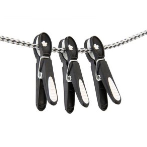 Tjklemme - Sort med hvid blomst