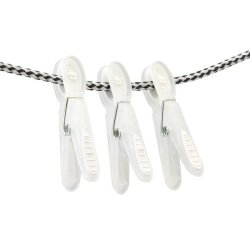 Tjklemme - Transp. hvid med hvid blomst