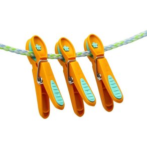 Tjklemme - orange med turkis blomst