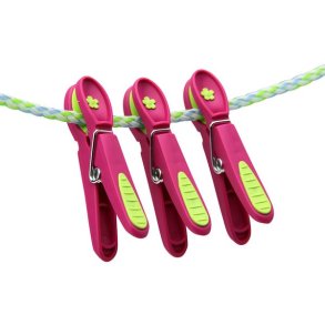 Tjklemme - pink med grn blomst