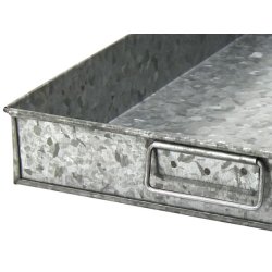 Galvaniseret stl bakke - 4x15x23 cm.