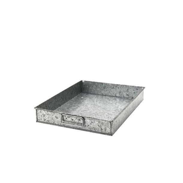 Galvaniseret stl bakke - 4x15x23 cm.